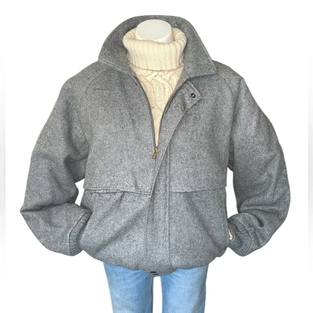 v i n t a g e :: Wool Warm Padded Lined Tweed Bomber Jacket - Picture 1 of 15